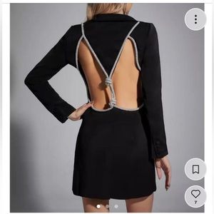Black Backless Blazer Mini Dress